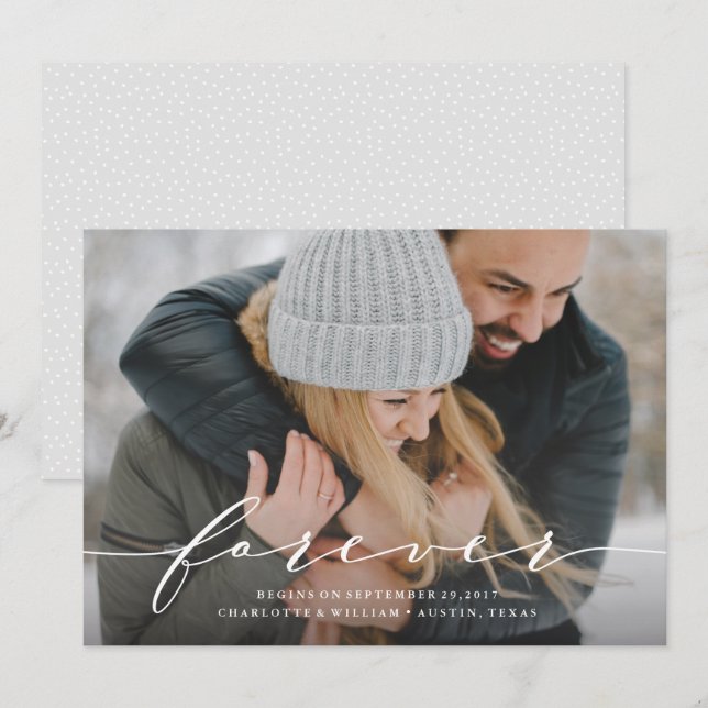 O Forever Begins Anúncio de Foto do Save the Date (Frente/Verso)