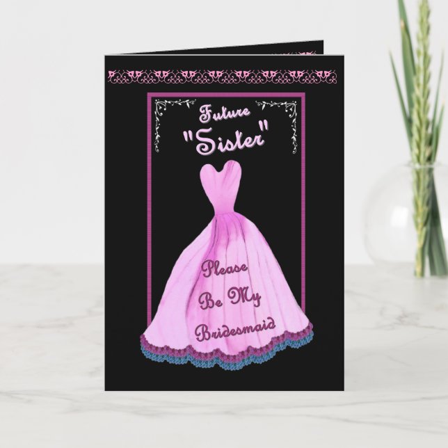 O futuro convite à madrinha cor-de-rosa cunhada (Frente)