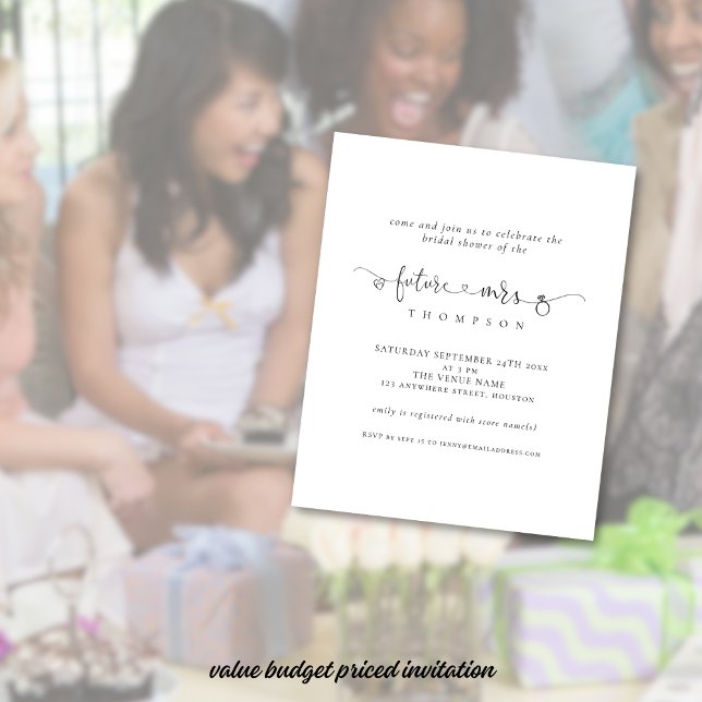 O Futuro do Coração do Anel do Orçamento Sra. Chá  (Value smaller size 4.5 x 5.6" budget price invitation)