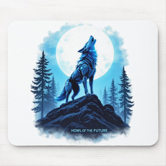 O futuro - Lobo Robótico Mousepad (Frente)