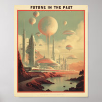 "O futuro no passado". Poster vintage Cityscape