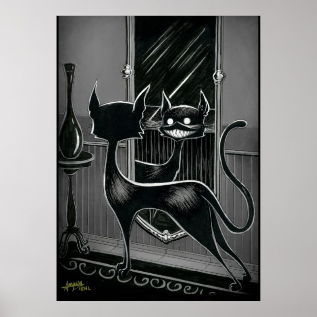 O Gatinho Boo parece em um Poster Espelho Escuro (Frente)