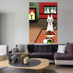 O gato come carne misteriosa AI Art Poster