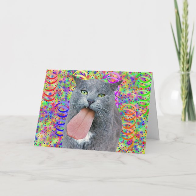 O Gato Da Festa Recebeu Sua Língua? Cartão (Frente)