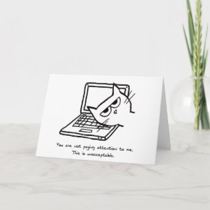 O gato irritado exige a atenção - cartão engraçado