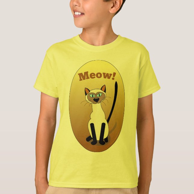O gato Siamese caçoa a camisa (Frente)