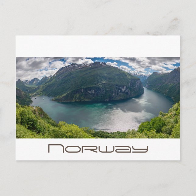 O Geirangerfjord no panorama — cartão postal branc (Frente)