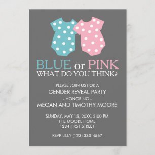 O género azul ou cor-de-rosa revela o convite de