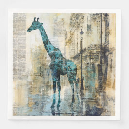O Girafa Azul Em Guardanapos De Papel Paris