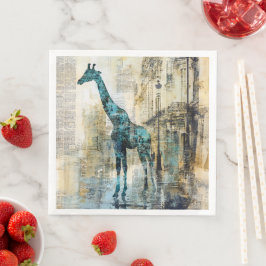 O Girafa Azul Em Guardanapos De Papel Paris