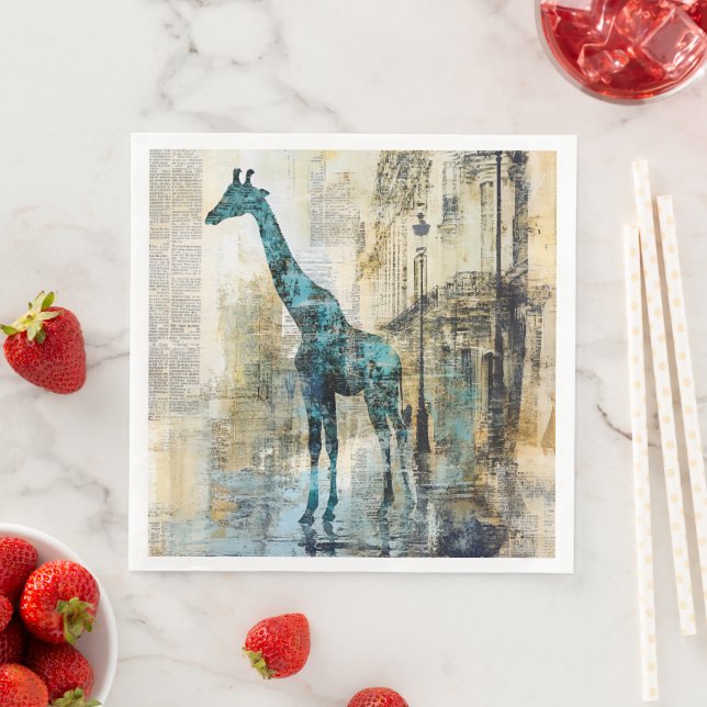 O Girafa Azul Em Guardanapos De Papel Paris (Insitu)