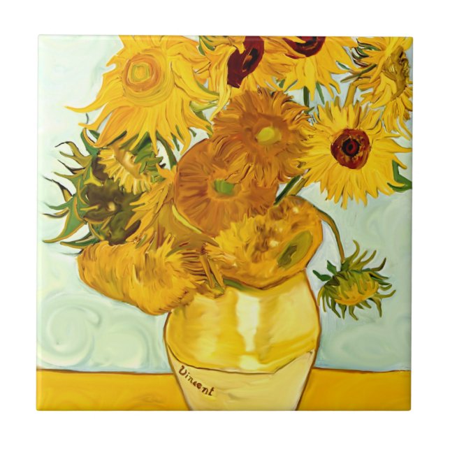 O girassol amarelo de Vincent van Gogh que pinta (Frente)