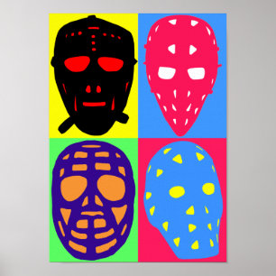 O Goalie do hóquei mascara o poster do pop art