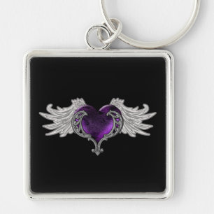 O gótico Purple Heart com anjo voa o chaveiro