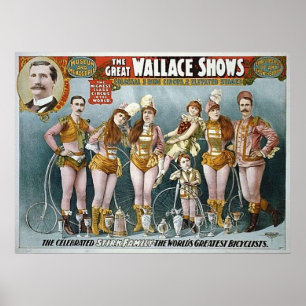 O grande Wallace mostra o poster do circo do
