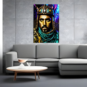 O guerreiro com capacete   AI Art Poster