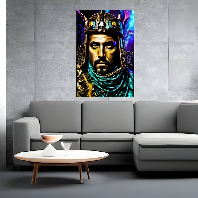 O guerreiro com capacete | AI Art Poster (Criador carregado)