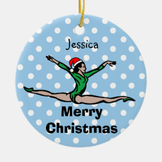 O Gymnast personaliza o ornamento do papai noel do