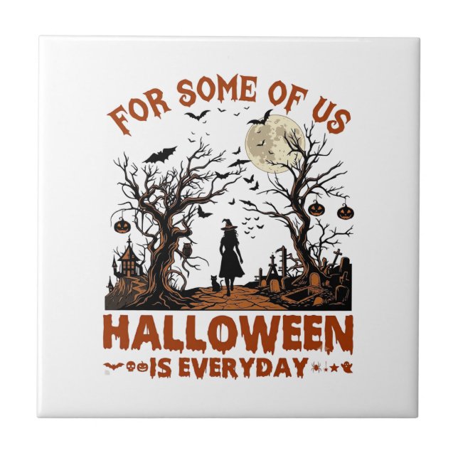 O Halloween é Todos os Dias Silhueta de Bruxa Lua  (Frente)