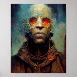 O Homem Com A Poster De Arte Scifi