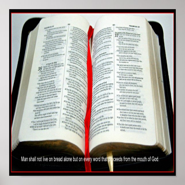 O homem não deve viver de pão poster cristão (Frente)