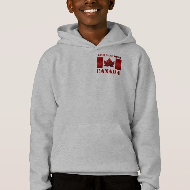 O Hoodie Personalizado do Garoto Jaqueta do Canadá (Frente)