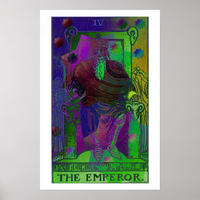 O Imperador Tarot Card Psychedelic Poster (Frente)