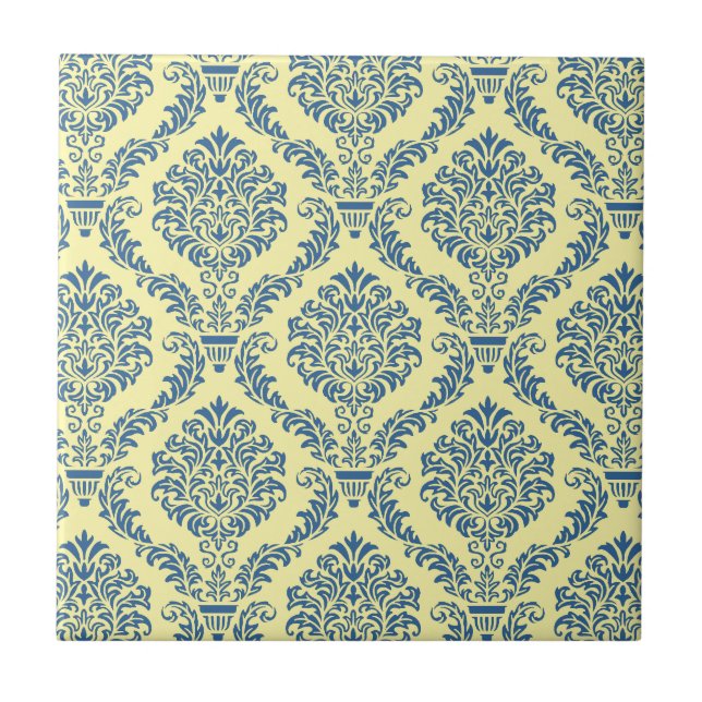 O Império Francês Damask in Azure Blue and Cream (Frente)