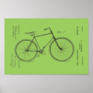 O impressão 1894 da patente da bicicleta do