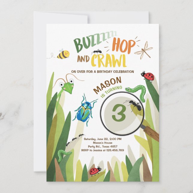 O inseto do convite do aniversário do inseto (Frente)