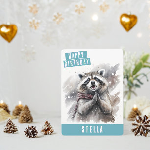 O inverno vibes Cartões de aniversário da Raccoon