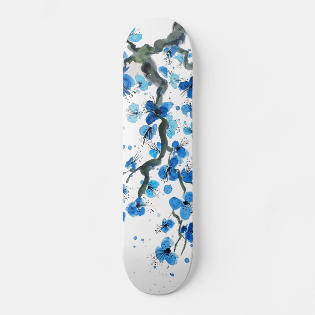 O japonês azul floresce skate (Frente)
