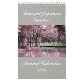 O japonês calmo jardina o calendário anual 2018