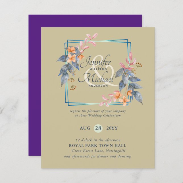 O Jardim BUDGET Deixa Casamento outono Convidar Te (Frente/Verso)