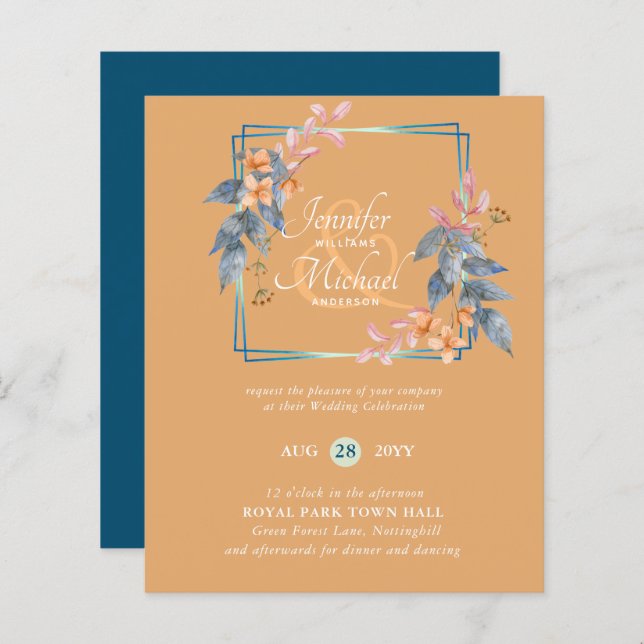 O Jardim BUDGET Deixa Casamento outono Convidar Te (Frente/Verso)