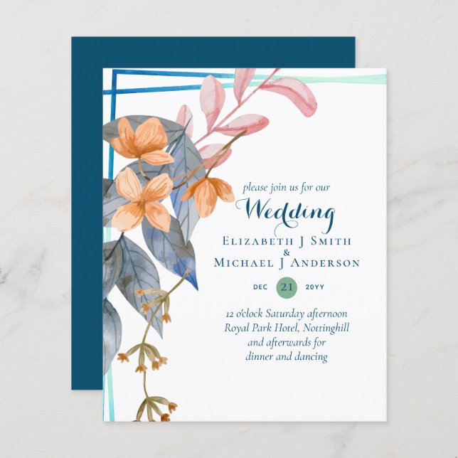 O Jardim BUDGET Deixa Casamento outono Convidar Te (Frente/Verso)