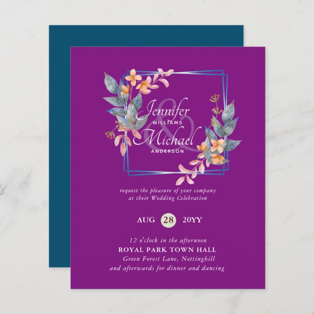 O Jardim BUDGET Deixa Casamento outono Convidar Te (Frente/Verso)