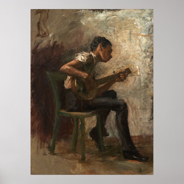 O Jogador do Banjo - Thomas Eakins - Poster de Bel (Frente)