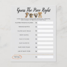 O Jogo Do Chá de fraldas Safari Adivinha O Preço