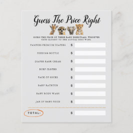 O Jogo Do Chá de fraldas Safari Adivinha O Preço