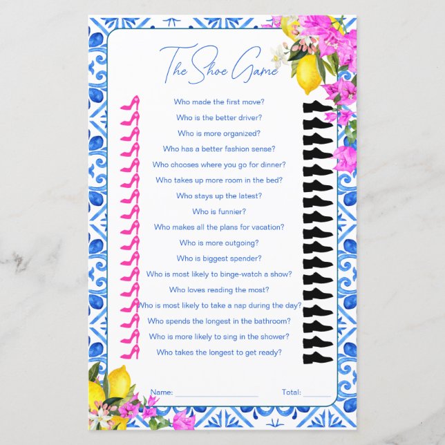 O jogo do sapato Jogo de Chá de Noiva (Frente)