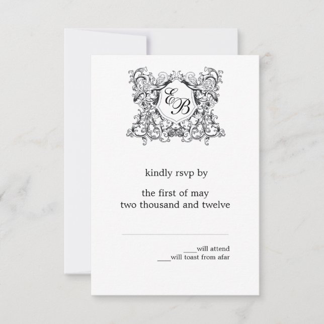 O 'Kate' Monograma de Casamento RSVP (Frente)