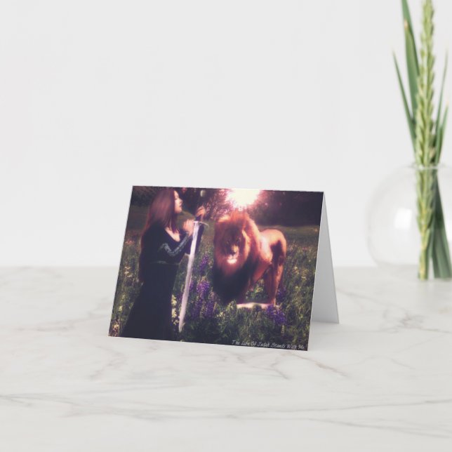 O leão de Judah está comigo o cartão de nota (Frente)