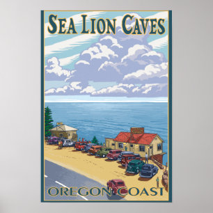 O leão de OregonSea cava o poster das viagens