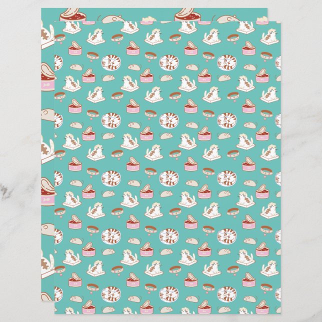 O Livro de Crapbooking do Padrão Verde Cat Life (Frente/Verso)