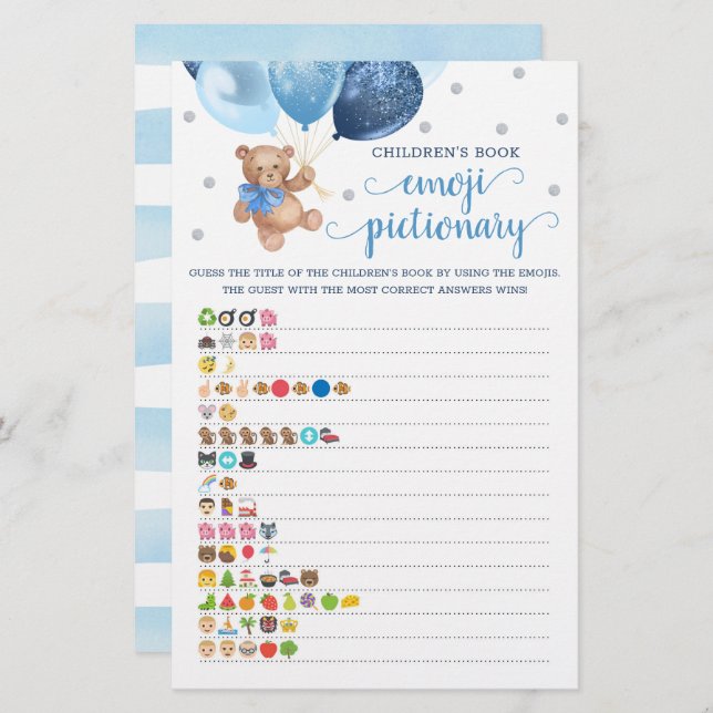 O Livro Infantil Emoji Pictionary Game Bear (Frente/Verso)