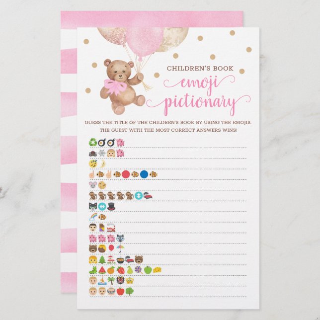 O Livro Infantil Emoji Pictionary Game Bear (Frente/Verso)