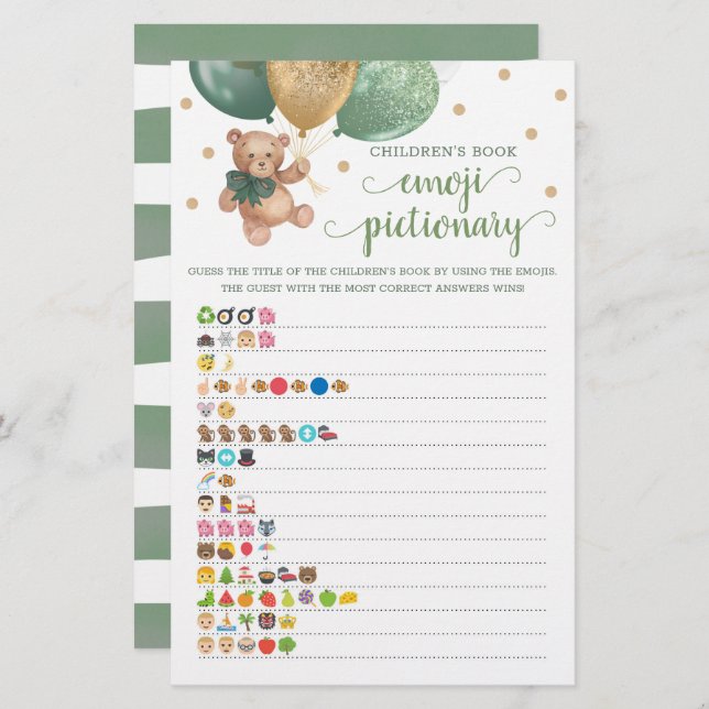 O Livro Infantil Emoji Pictionary Game Bear (Frente/Verso)