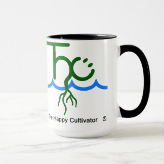 O logotipo feliz da caneca 2x do cultivador