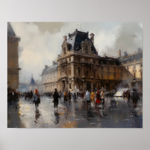 O Louvre Paris Landscape Art Impressão